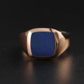 Natural Lapis Lazuli Signet Ring - 10K Yellow Gold, Rose-colored Gold, White Gold, or Platinum with Colorful Gemstones for Elegant Mens and Womens Wear