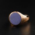 Natural Lapis Lazuli Signet Ring - 10K Yellow Gold, Rose-colored Gold, White Gold, or Platinum with Colorful Gemstones for Elegant Mens and Womens Wear