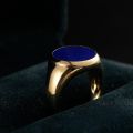 Natural Lapis Lazuli Signet Ring - 14K Yellow Gold, Rose-colored Gold, White Gold, or Platinum with Colorful Gemstones for Elegant Mens and Womens Wear