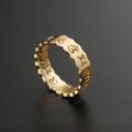 Six-Character Mantra Platinum Ring - 10K Yellow Gold or Rose-Colored Gold with Creative Hollow-Out Design