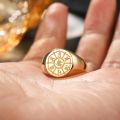 Six-Word Mantra Retro Gentlemens Ring in 10K Gold with Rose and Platinum Accents