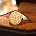 Six-Word Mantra Retro Gentlemens Ring in 10K Gold with Rose and Platinum Accents