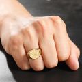 Six-Word Mantra Retro Gentlemens Ring in 10K Gold with Rose and Platinum Accents