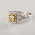 Square Yellow Diamond Ring 18k Real Gold Au750 0.320ct+0.420ct Original Design