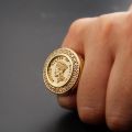 Statue of Liberty Diamond Ring 18K Yellow / White Gold Europe American Men Rings Retro Personality Customize