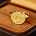 Taotie Mask Design Ring - 14K Yellow Gold or Platinum Antique Chinese Style Signet Ring for Men Inspired by Shang and Zhou Eras