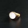 White Friary Seal Ring 18k Gold Rose Color Gold White Natural Mother Of Pearl Shell Light Luxury Personality Ring For Men And Women