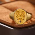 Zhalong Lama Ring - 14K Yellow Gold Tibetan-Style Female God of Wealth - Unique and Auspicious Ring for Both Men and Women