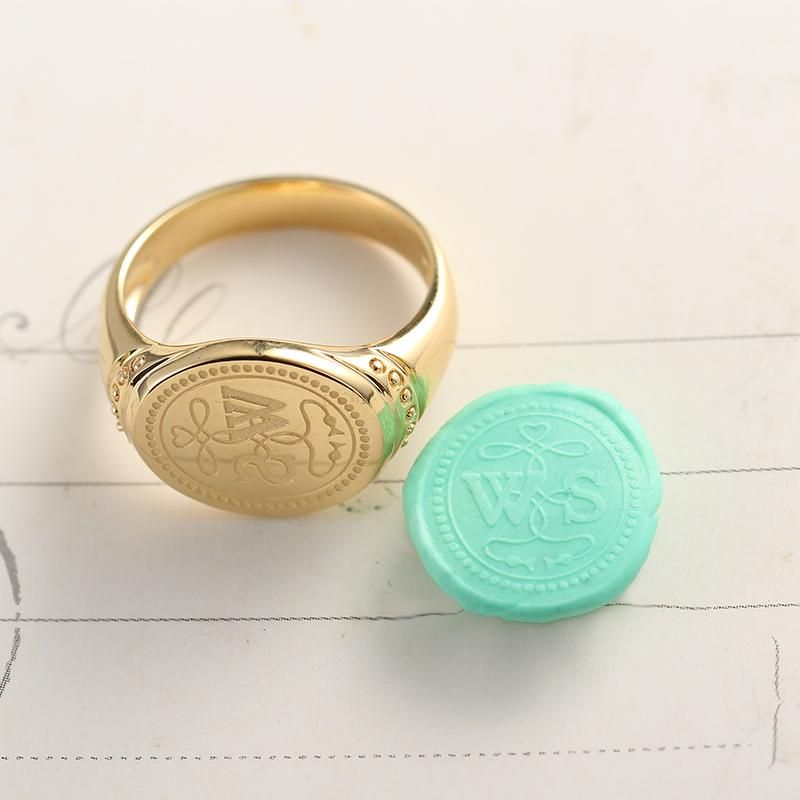 Shakespeares Lovers Knot Ring - 18K Yellow Gold, Rose Gold, or Platinum Customized for Men and Women with Wax Seal Engraving