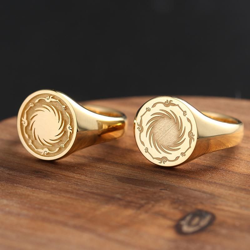 Sun God Bird Emblem Ring - 18K Yellow Gold and Platinum, Inspired by Shang and Zhou Era Chinese Style with Unique Customization