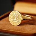 Taotie Mask Design Ring - 10K Yellow Gold or Platinum Antique Chinese Style Signet Ring for Men Inspired by Shang and Zhou Eras