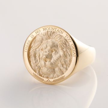 There Is No Mountain Too Great Ring Lion King Head with 10K Gold, Rose Gold or Platinum Men and Women Rings Original Design