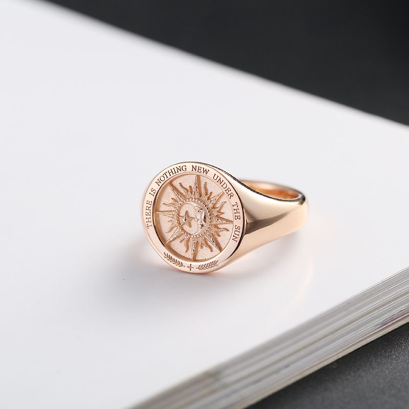 There Is Nothing New Under The Sun Ring Gifts for Women Friendship 14K Real Gold Jewelry for Girls Women Her Birthday Christmas Gifts Personalize Customize