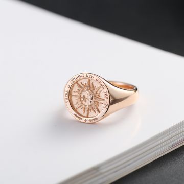 There Is Nothing New Under The Sun Ring Gifts for Women Friendship 14K Real Gold Jewelry for Girls Women Her Birthday Christmas Gifts Personalize Customize