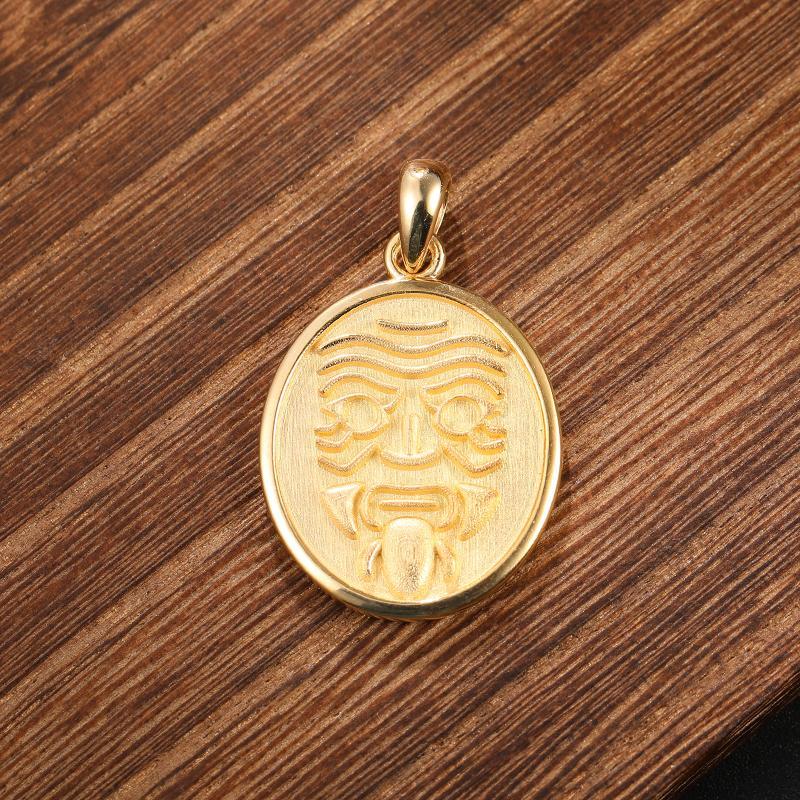 Zhalong Lama Female God of Wealth Pendant Necklace - 10K Yellow/White Gold Tibetan-Style Accessory - Unique Zhajilamu Pendant