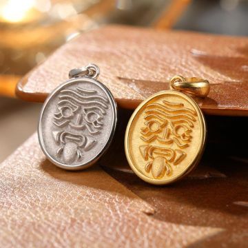 Zhalong Lama Female God of Wealth Pendant Necklace - 14K Yellow/White Gold Tibetan-Style Accessory - Unique Zhajilamu Pendant